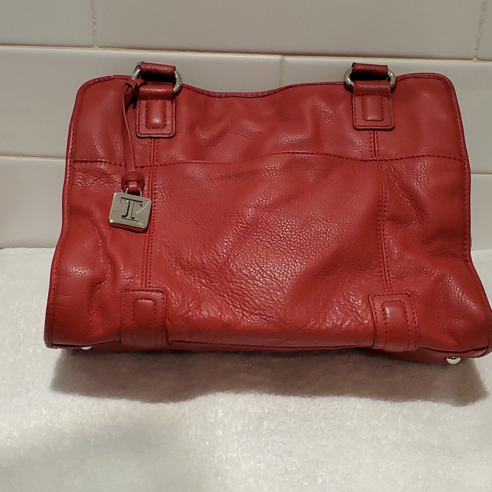 TIGNANELLO Red Leather Leopard Suede-Sided Handbag